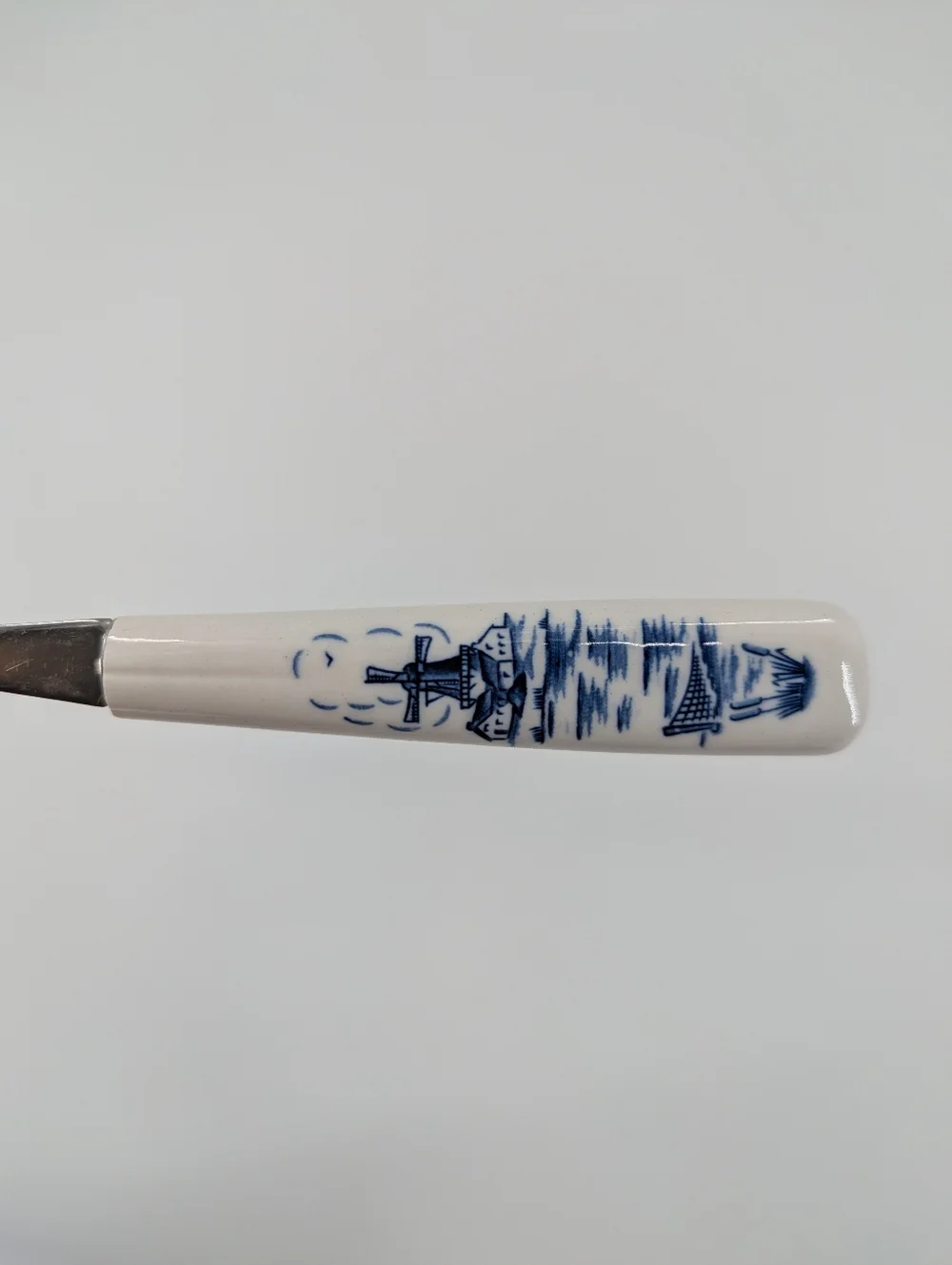 Vintage Delft Ellesva Blue White Porcelain Windmill Cheese Plane Slicer Dutch